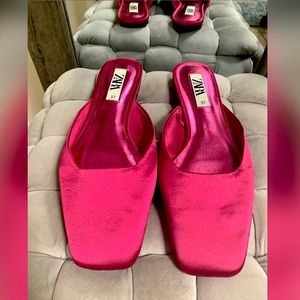 Zara Hot Pink Mules Size 37 / 6.5 EUC